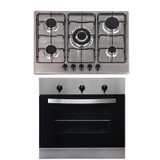 SIA 60cm Stainless Steel Single Electric True Fan Oven & 70cm 5 Burner Gas Hob