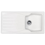White 1.0 Bowl Kitchen Sink With Reversible Drainer And Strainer Waste Kit White 1.0 Bowl Kitchen Sink With Reversible Drainer And Strainer Waste Kit