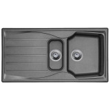 Graphite Grey 1.5 Bowl Kitchen Sink With Reversible Drainer And Strainer Waste Graphite Grey 1.5 Bowl Kitchen Sink With Reversible Drainer And Strainer Waste