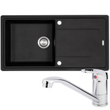 Franke Gemini 1.0 Bowl Black Tectonite Reversible Kitchen Sink & Zeno Mixer Tap Franke Gemini 1.0 Bowl Black Tectonite Reversible Kitchen Sink & Zeno Mixer Tap