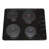 SIA PHP601BL 60cm Black 4 Zone Electric Solid Plate Easy Clean Side Control Hob SIA PHP601BL 60cm Black 4 Zone Electric Solid Plate Easy Clean Side Control Hob