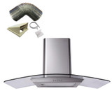 SIA CGH110SS 110cm Stainless Steel Curved Glass Chimney Cooker Hood & 3m Ducting