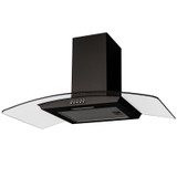 SIA CGH90BL 90cm Black Curved Glass Chimney Cooker Hood Kitchen Extractor Fan