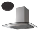 SIA CGH70SS 70cm Curved Glass/Stainless Steel Chimney Cooker Hood And Filter SIA CGH70SS 70cm Curved Glass/Stainless Steel Chimney Cooker Hood And Filter