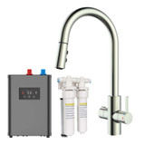 SIA 4-in-1 Brushed Nickel Boiling Tap with Instant Filtered Hot Water and Pull Out Spray Including Tank & Filter - BWT4NI