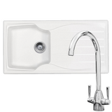 Astracast Sierra 1.0 Bowl White Kitchen Sink & SIA Chrome Twin Lever Mixer Tap