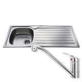 CDA CBS120SS Stainless Steel 1 Bowl Kitchen Sink & CDA Single Lever Chrome Tap