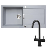 Franke 1.0 Bowl Grey Reversible Composite Kitchen Sink & KT3BL Twin Lever Tap Franke 1.0 Bowl Grey Reversible Composite Kitchen Sink & KT3BL Twin Lever Tap