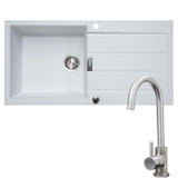 Franke 1.0 Bowl White Reversible Composite Kitchen Sink & KT6BN Single Lever Tap