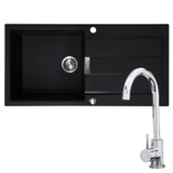 Franke 1.0 Bowl Black Reversible Composite Kitchen Sink & KT6CH Single Lever Tap