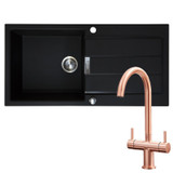 Franke 1.0 Bowl Black Reversible Composite Kitchen Sink & KT3CU Copper Mixer Tap Franke 1.0 Bowl Black Reversible Composite Kitchen Sink & KT3CU Copper Mixer Tap