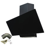 SIA EAG91BL Black 90cm Angled Glass Chimney Cooker Hood Kitchen &3m Ducting Kit SIA EAG91BL Black 90cm Angled Glass Chimney Cooker Hood Kitchen &3m Ducting Kit