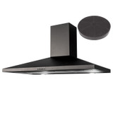 SIA CHL90BL 90cm Black Chimney Cooker Hood Kitchen Extractor And Carbon Filter