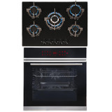 SIA BISO12PSS 60cm Single Electric Pyrolytic Oven & 70cm 5 Burner Gas Glass Hob