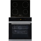SIA BISO6SS 60cm Black Single Electric True Fan Oven & 4 Zone 13A Induction Hob