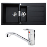 Franke 1.5 Bowl Black Reversible Composite Kitchen Sink & Chrome Mixer Tap Franke 1.5 Bowl Black Reversible Composite Kitchen Sink & Chrome Mixer Tap