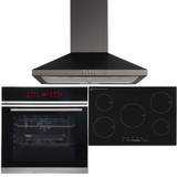 Black 13 Function True Fan Single Oven, 5 Zone Induction Hob & Chimney Extractor Black 13 Function True Fan Single Oven, 5 Zone Induction Hob & Chimney Extractor