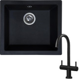 SIA EVOBL 1.0 Bowl Black Composite Undermount Kitchen Sink & KT3BL Mixer Tap