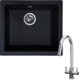 SIA EVOBL 1.0 Bowl Black Composite Undermount Kitchen Sink & KT4CH Pull-out Tap