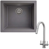 SIA EVOGR 1.0 Bowl Grey Composite Undermount Kitchen Sink & KT4BN Pull-out Tap