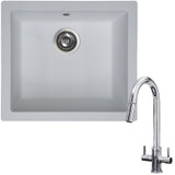 SIA EVOWH 1.0 Bowl White Composite Undermount Kitchen Sink & KT4CH Pull-out Tap