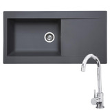 SIA 1.0 Bowl Grey Composite Reversible Inset Kitchen Sink & KT6CH Chrome Tap SIA 1.0 Bowl Grey Composite Reversible Inset Kitchen Sink & KT6CH Chrome Tap