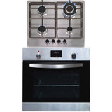 SIA 60cm Stainless Steel Digital Electric Single Fan Oven And 4 Burner Gas Hob