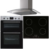 SIA 60cm Stainless Steel Built-in Fan Oven, 13A Induction Hob & Curved Extractor