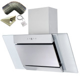 SIA 90cm Stainless Steel Angled Glass Chimney Cooker Hood Extractor & 3m Ducting SIA 90cm Stainless Steel Angled Glass Chimney Cooker Hood Extractor & 3m Ducting
