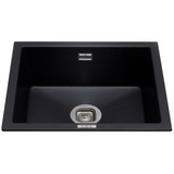 CDA KMG24BL 1.0 Bowl Granite Black Undermount Kitchen Sink