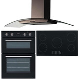 SIA 60cm Double Electric Oven, 90cm 5 Zone Induction Hob And Curved Glass Hood