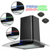 SIA 60cm Black Touch Control LED Curved Cooker Hood Extractor And Carbon Filter