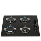 SIA GHG602BL 60cm 4 Burner Gas On Glass Hob In Black With Cast Iron Pan Stands SIA GHG602BL 60cm 4 Burner Gas On Glass Hob In Black With Cast Iron Pan Stands