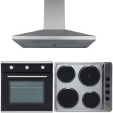 SIA 60cm Single Electric Oven, Stainless Steel 4 Zone Plate Hob & Chimney Hood SIA 60cm Single Electric Oven, Stainless Steel 4 Zone Plate Hob & Chimney Hood