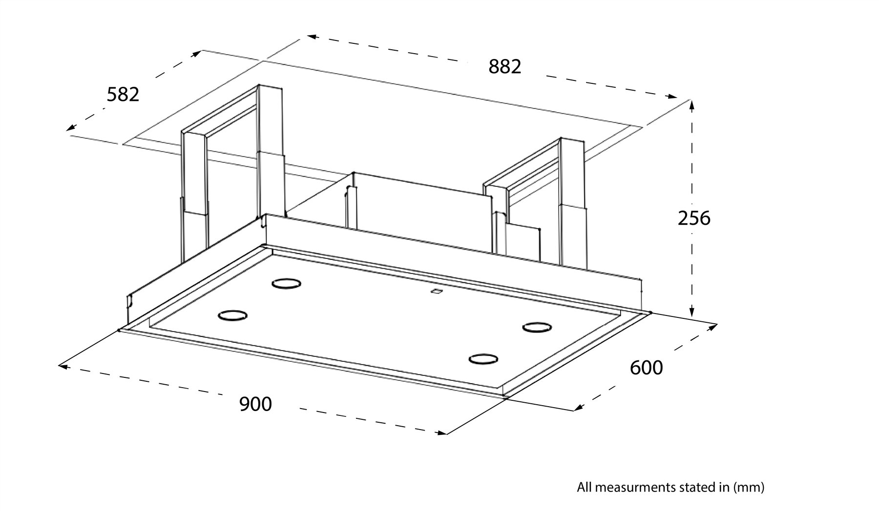 90cm Ceiling Cooker Hood Kitchen Extractor Fan In Black, Remote SIA CLN91BL