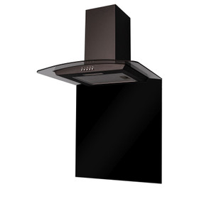 SIA CGH70BL 70cm Curved Glass Black Chimney Cooker Hood &70cm Glass Splashback