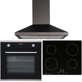 SIA 60cm Single Electric Fan Oven, ECO 13 Amp 4 Zone Induction Hob & Cooker Hood