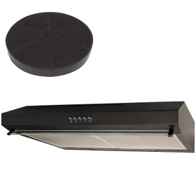 SIA STH50BL 50cm Black Slimline Visor Cooker Hood Kitchen Extractor And Filter