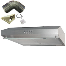 SIA 50cm Stainless Steel Slimline Visor Cooker Hood Extractor Fan &1m Ducting