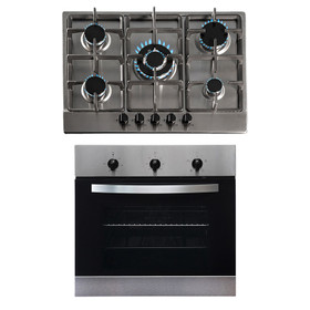 SIA 60cm Stainless Steel Single Electric True Fan Oven And 70cm 5 Burner Gas Hob