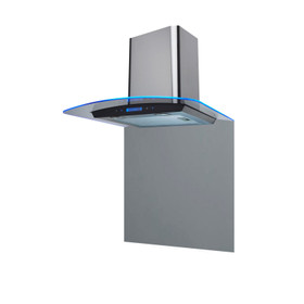 SIA 60cm Stainless Steel Curved Edge Lit Glass Cooker Hood And Glass Splashback