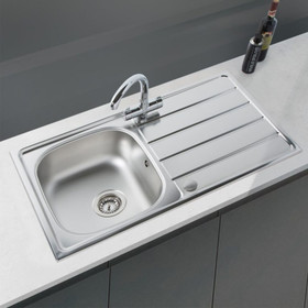 SIA 1.0 Bowl Reversible Stainless Steel Kitchen Sink And Waste Kit W860 x D500mm
