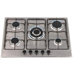 SIA SSG702SS 70cm 5 Burner Gas Hob In Stainless Steel With Enamel Pan Stands