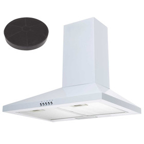 SIA CHL60WH 60cm White Chimney Cooker Hood Kitchen Extractor And Carbon Filter