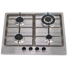 SIA SSG601SS 60cm Stainless Steel 4 Burner Gas Hob With Cast Iron Pan Stands