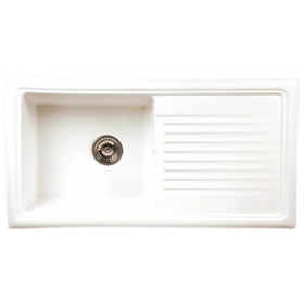 Reginox RL304CW 1.0 Bowl White Gloss Ceramic Reversible Kitchen Sink  & Waste Kit