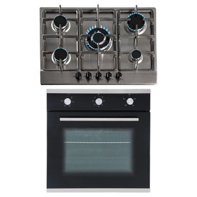 SIA Black 60cm Single True Fan Electric Oven And 70cm Stainless Steel Gas Hob