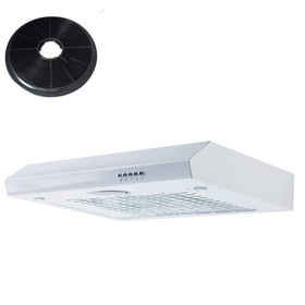 SIA STH60WH 60cm White Slimline Visor Cooker Hood Kitchen Fan And Carbon Filter