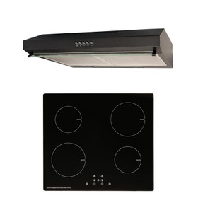 SIA 60cm 4 Zone Black Touch Control Induction Hob & Visor Cooker Hood Extractor