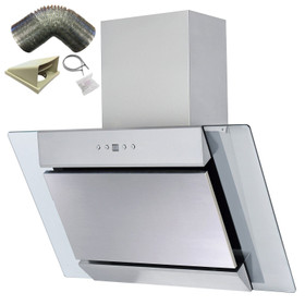 SIA AGL61SS 60cm Angled Stainless Steel Cooker Hood Extractor Fan And 3m Ducting